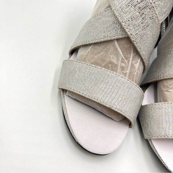 6.5W 6.5 W WIDE WIDE LifeStride Carlyle Textured Silver Block Heels Sandal Shoes - Picture 4 of 14
